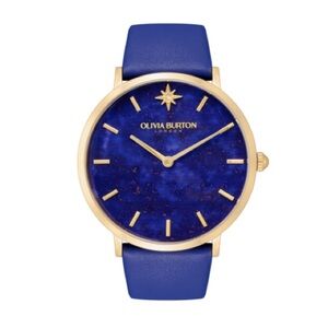 Olivia Burton Celestial Gold & Blue Leather Strap Watch
